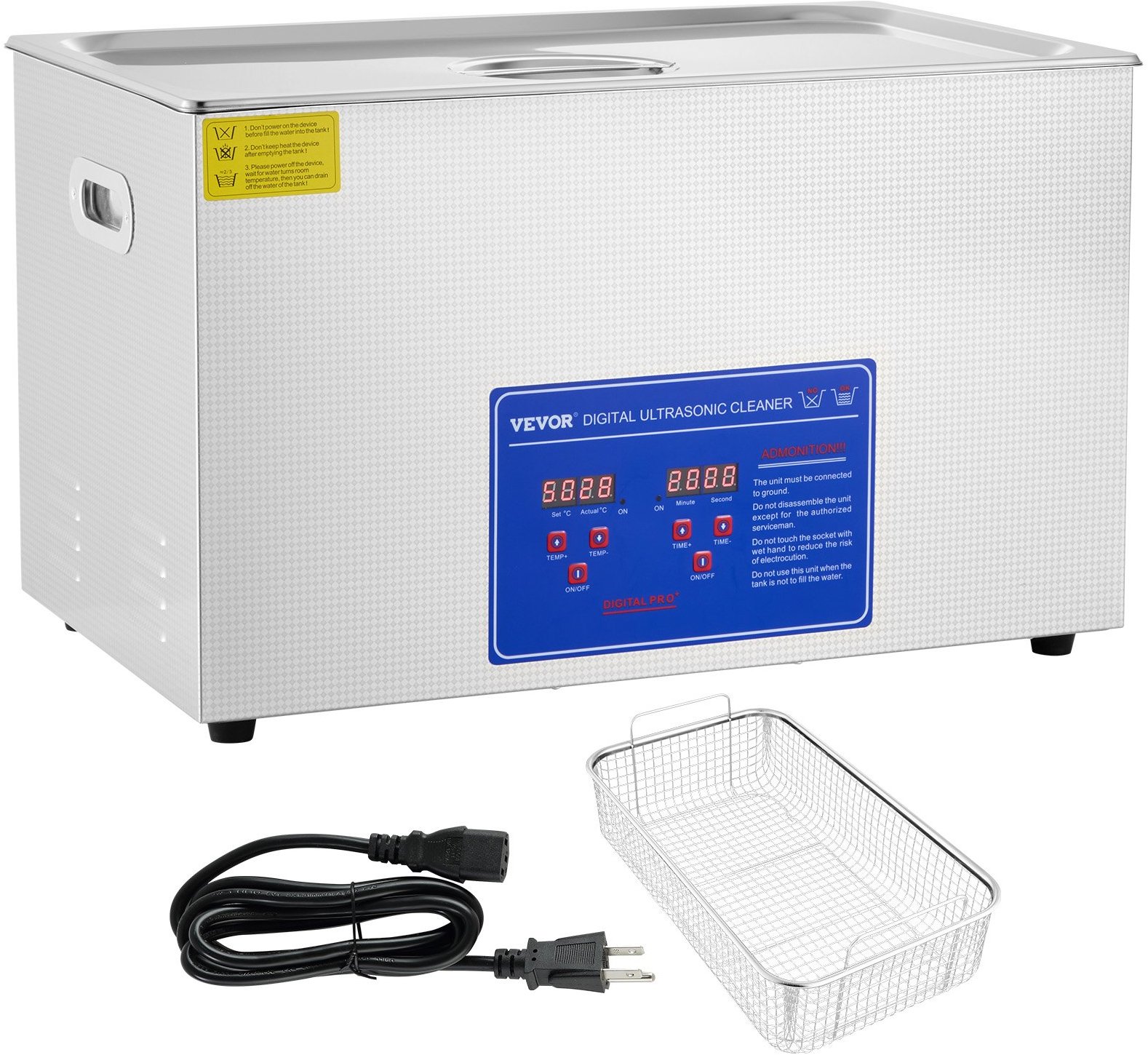 Vevor Ultrazvukový čisticí stroj z nerezové oceli, digitální ohřívač s časovačem 30 l / 600 W