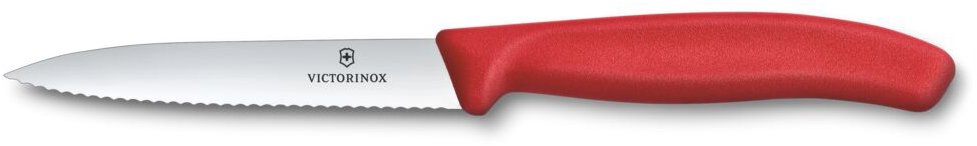 Ořezávací nůž SWISS CLASSIC 10 cm, vroubkovaný, červená, plast, Victorinox