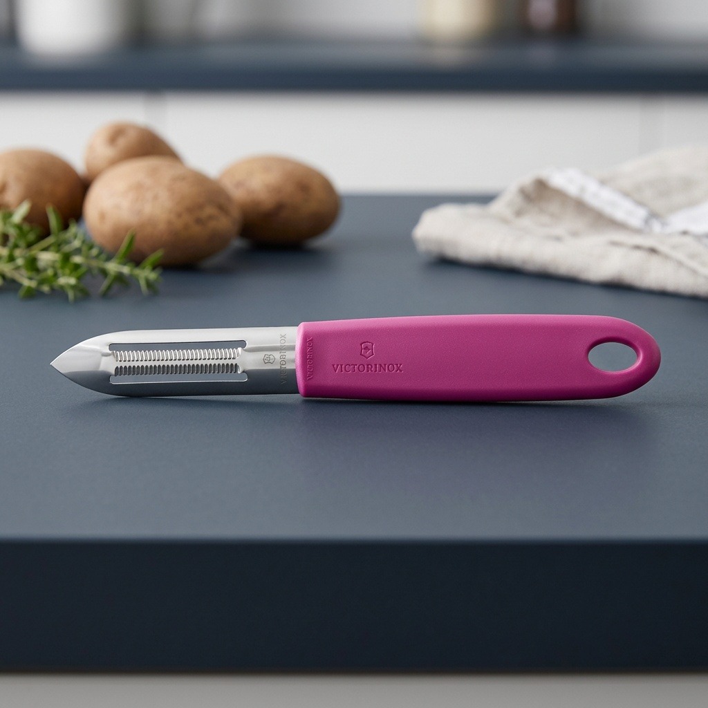Victorinox škrabka na brambory s dvojitým vroubkovaným ostřím růžová