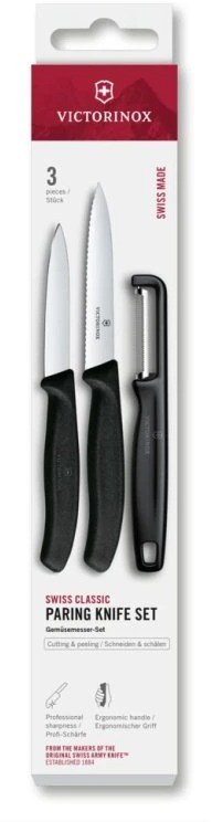 Sada nože a škrabky SWISS CLASSIC, sada 3 ks, černá, plast, Victorinox