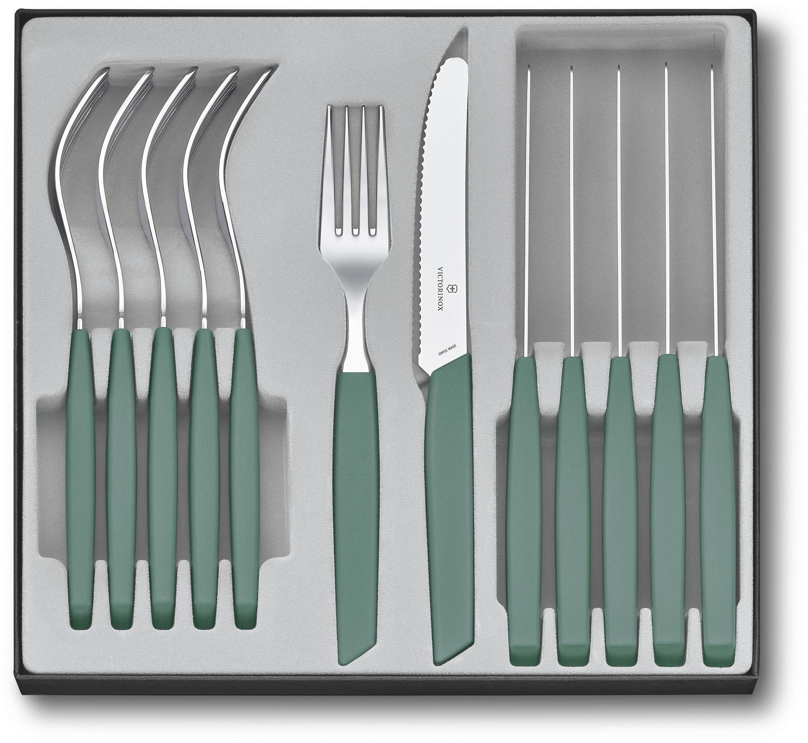 Victorinox Swiss Modern Sada příborů 12 ks šalvějově zelená