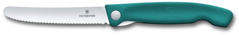 Victorinox Skládací svačinový nůž Swiss Classic, vlnkované ostří zelený