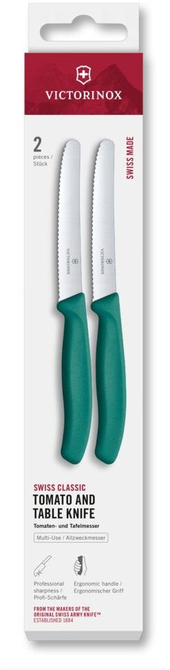Victorinox Svačinový nůž Swiss Classic, vlnkované ostří zelený 2 ks