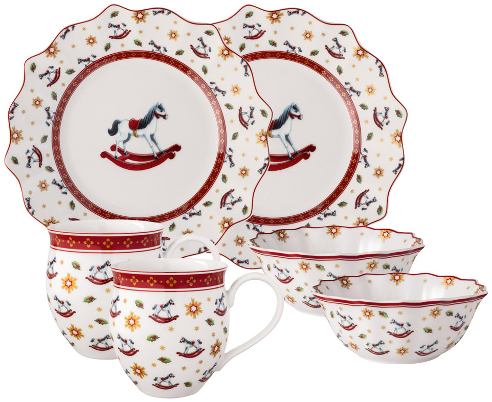 VILLEROY & BOCH Vánoční snídaňová sada pro dvě osoby Toy's Delight Houpací koník 6 ks