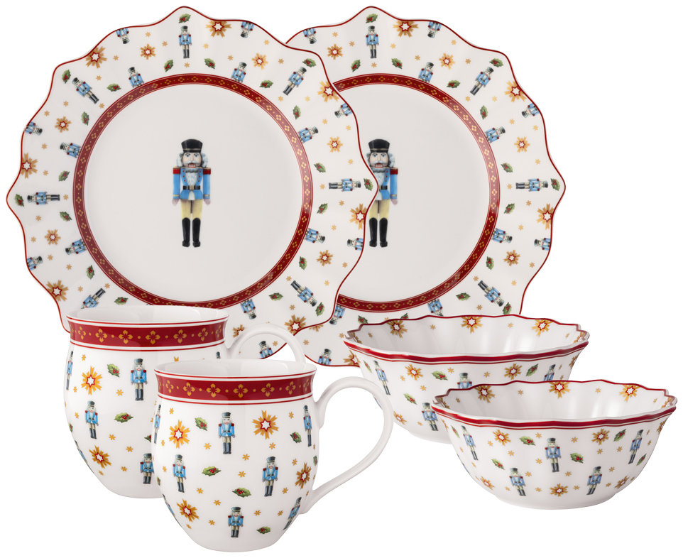 VILLEROY & BOCH Vánoční snídaňová sada pro dvě osoby Toy's Delight Louskáček 6 ks