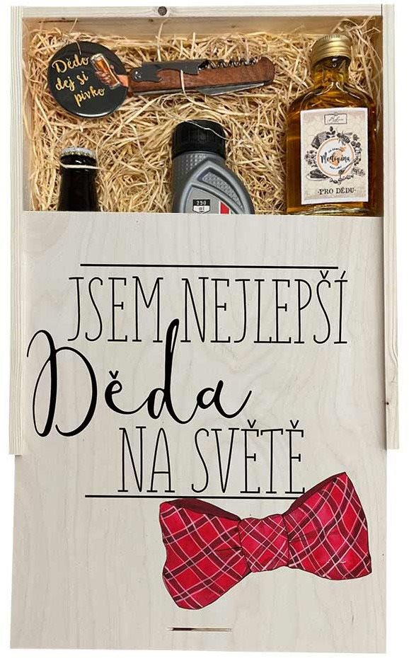 BOHEMIA GIFTS Dárková dřevěná bedna - Jsem nejlepší děda na světě XL