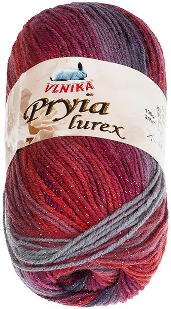 BELLATEX Příze Pryia lurex 100 g - 326 vínová, šedá