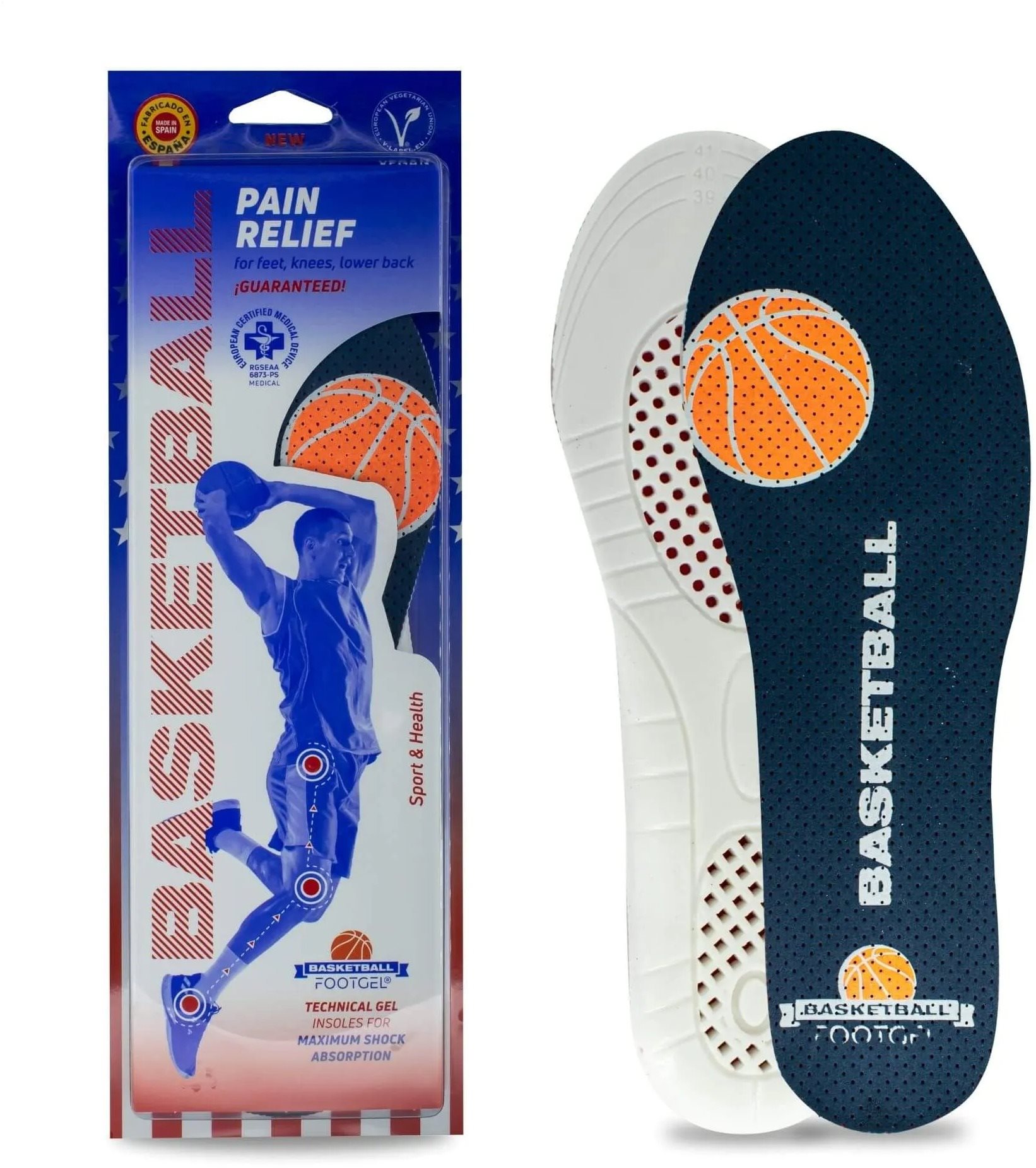 Footgel Gelové vložky do bot BASKETBALL s vůní - eukalyptus, velikost 43-47