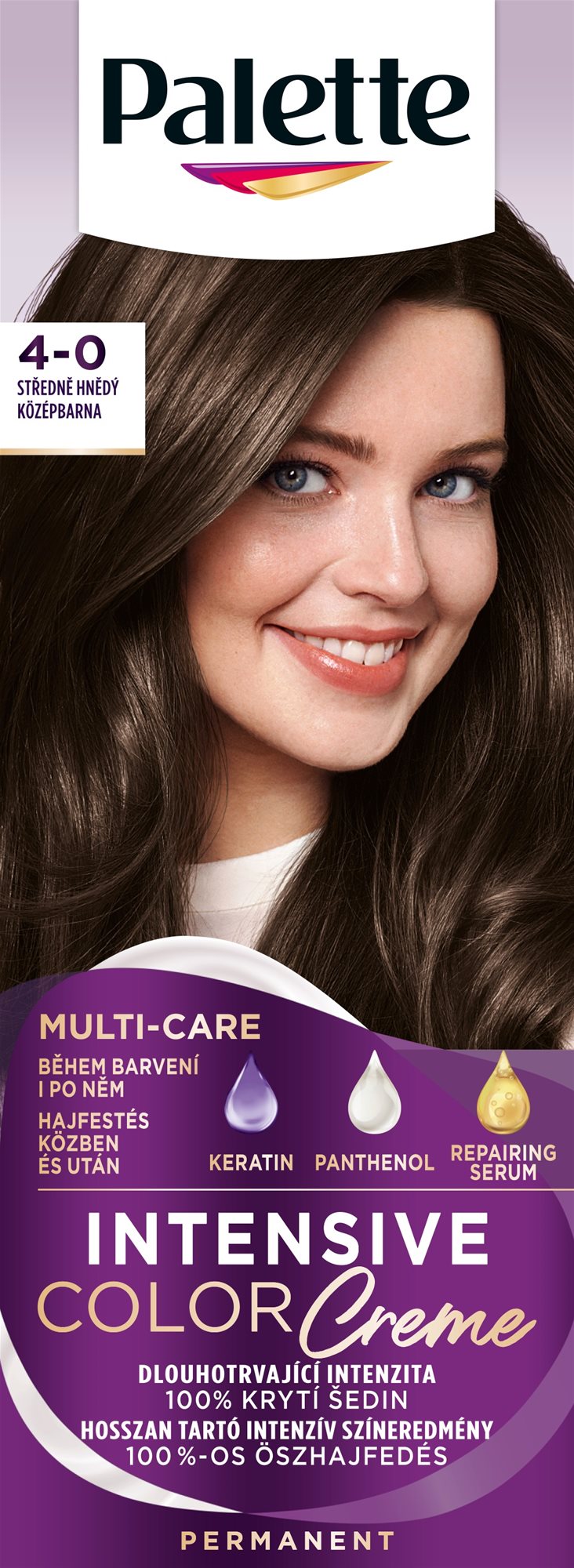 SCHWARZKOPF PALETTE Intensive Color Cream 4-0 (N3) Středně hnědý