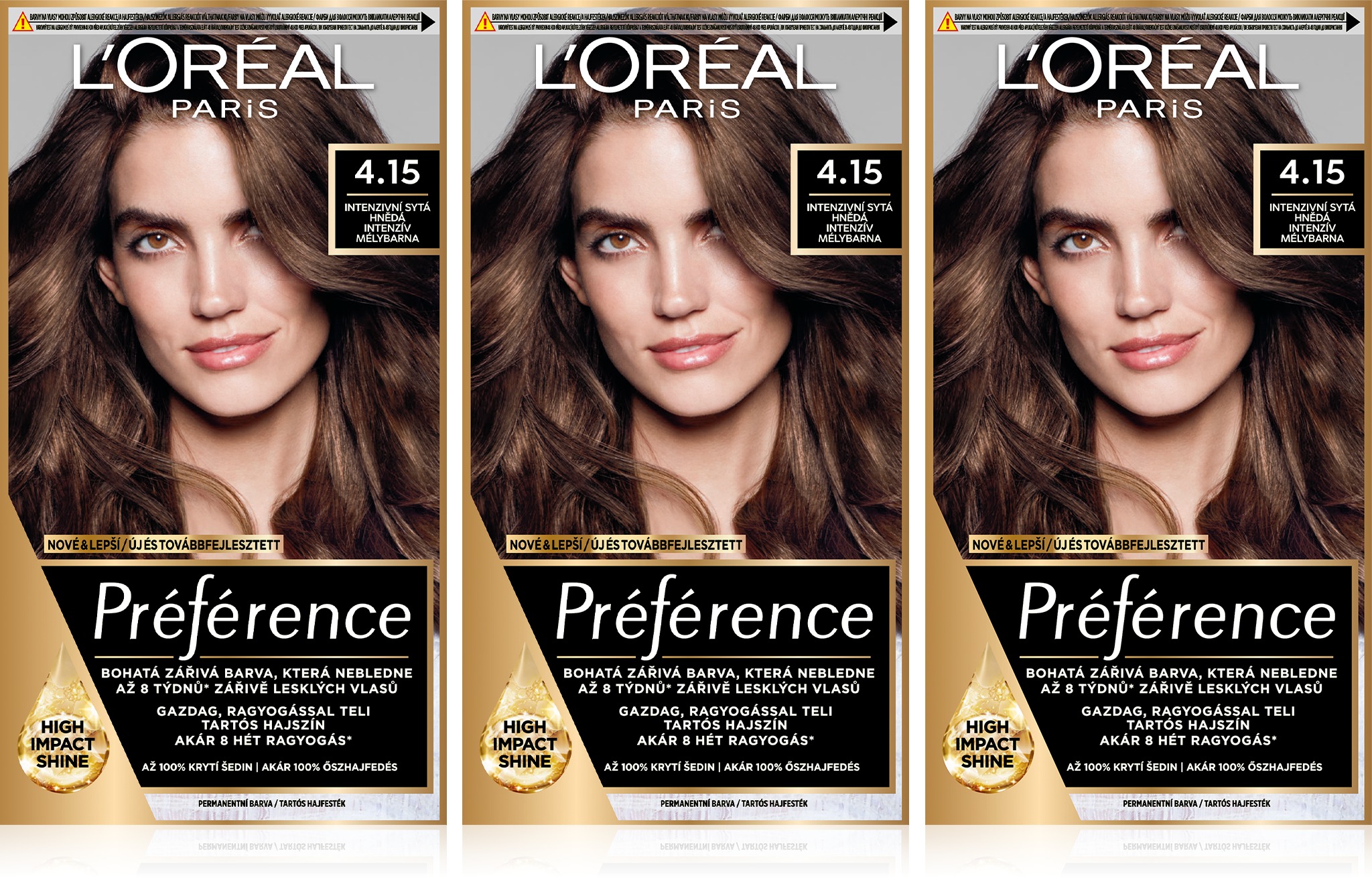 L'ORÉAL PARIS Préférence 4.15 Intenzivní sytá hnědá 3 ×