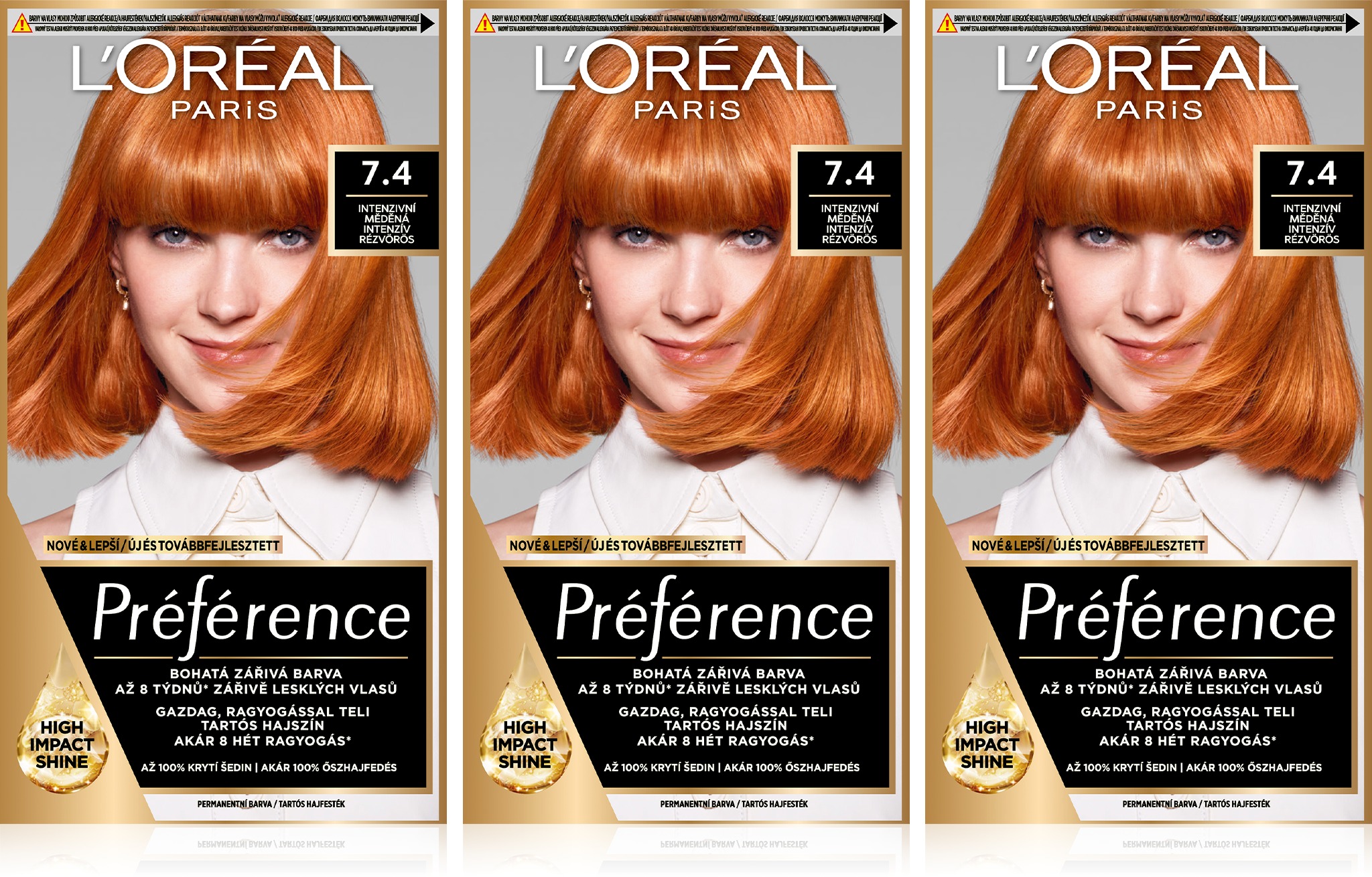 L'ORÉAL PARIS Préférence 74 Intenzivní měděná 3 ×