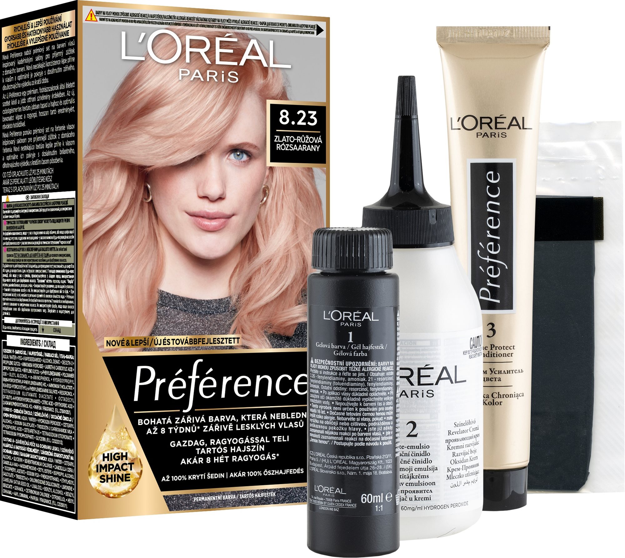 L'ORÉAL PARIS Préférence 8.23 Zlato-růžová