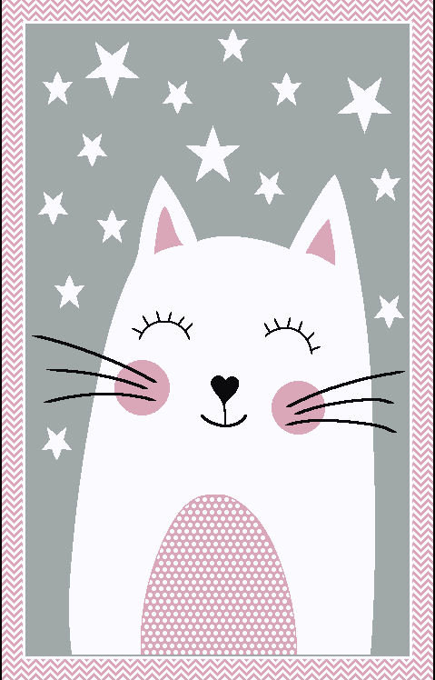 Vopi Dětský koberec s kočičkou F0132 pink 160 × 230 cm