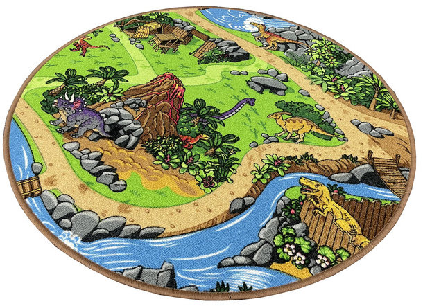 Vopi Dětský koberec s dinosaury kruh 120 cm