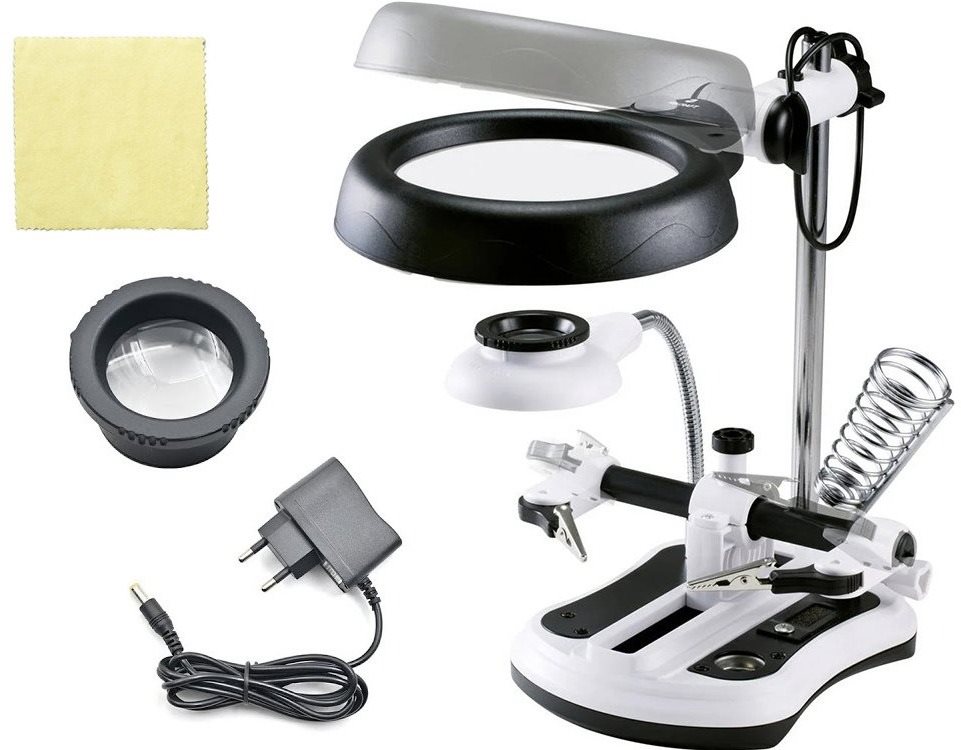 Verk 09163 držáček s lupou-třetí ruka, 18× LED