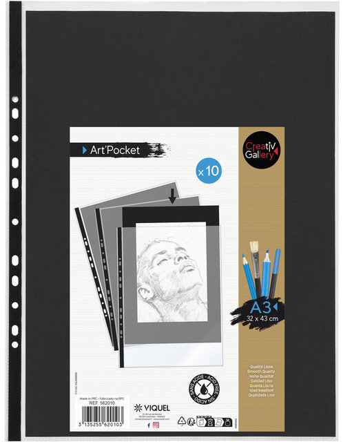 VIQUEL Creativ Gallery prezentační kapsa A3, černý papír - balení 10 ks