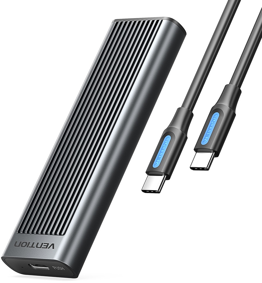 Vention M.2 NVMe & SATA SSD Enclosure USB-C Gray Aluminum Alloy Type
