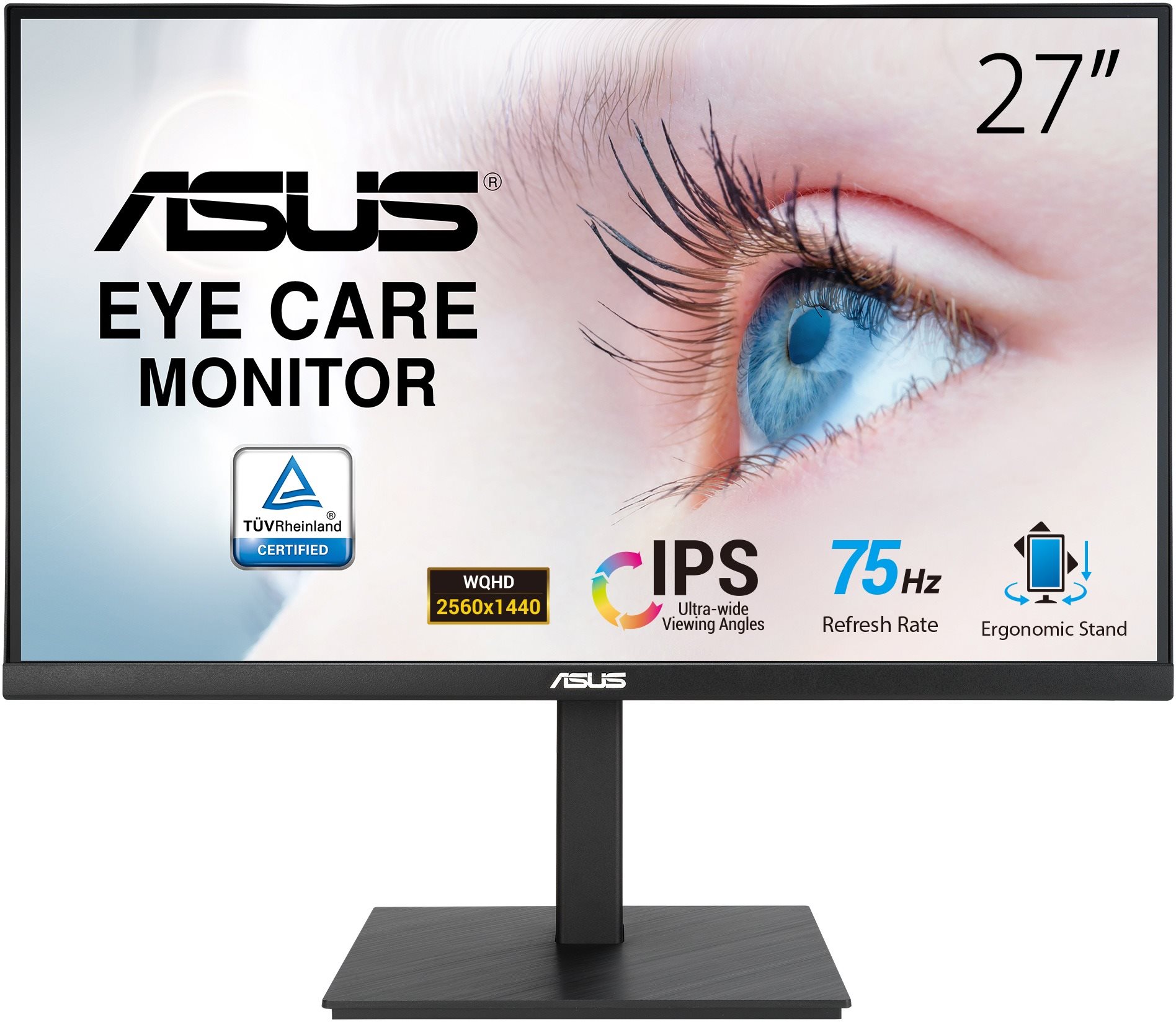 27" monitor ASUS VA27AQSB s IPS panelem a ergonomickým designem