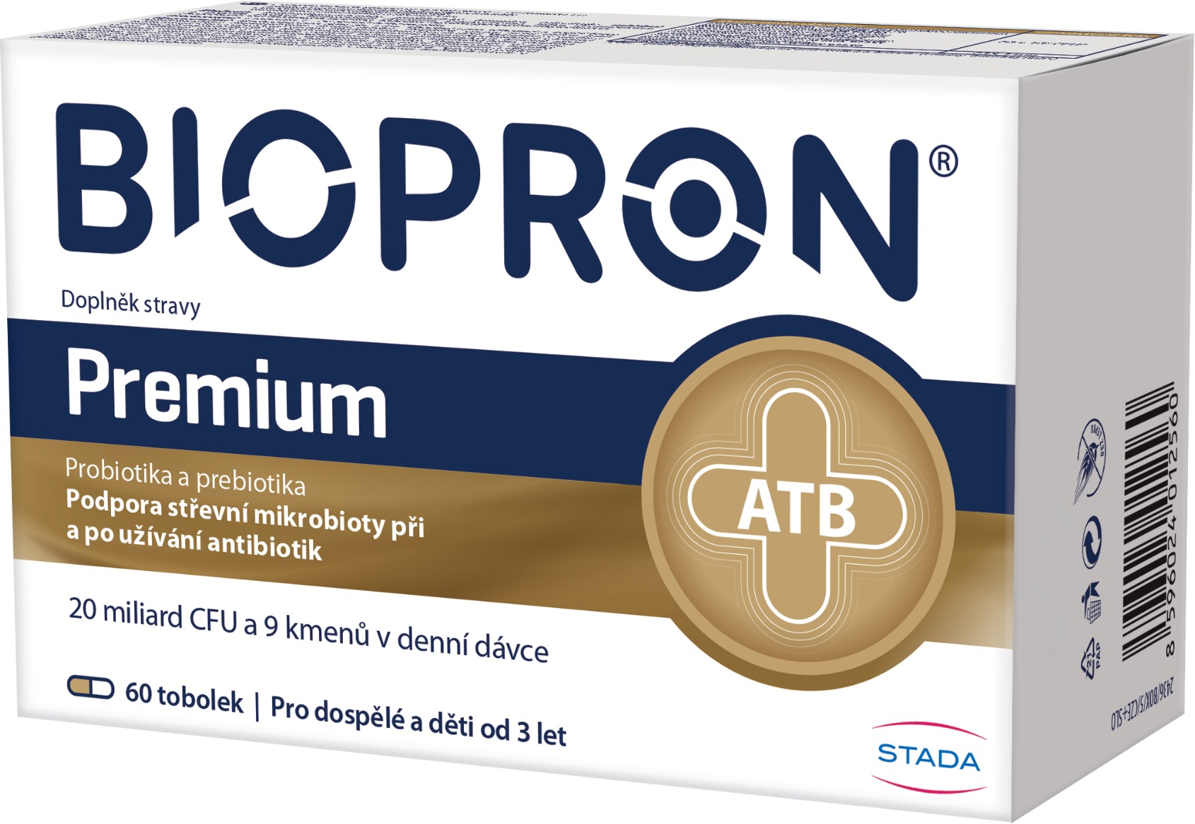 Biopron Premium, probiotika a prebiotika při a po užívání antibiotik, 60 tobolek