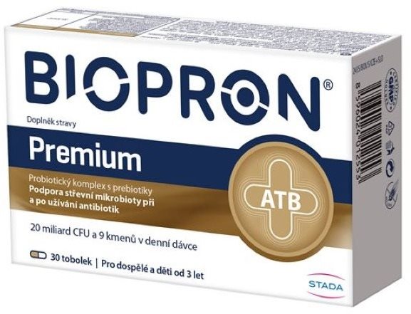 Biopron Premium, probiotika a prebiotika při a po užívání antibiotik, 30 tobolek