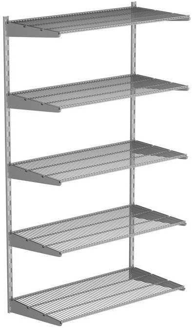 WALTECO Nástěnná regálová sestava SINGLE, 1500 × 830 mm, stříbrná