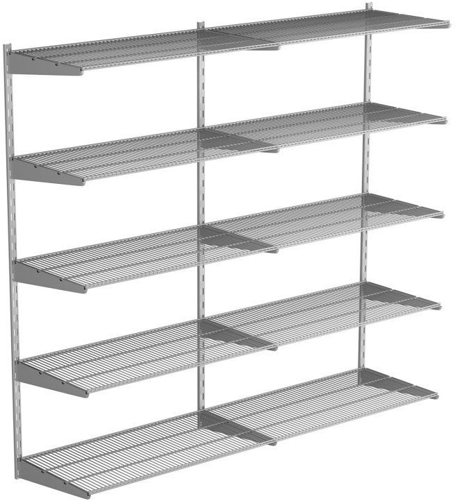 WALTECO Nástěnná regálová sestava DOUBLE, 1500 × 1630 mm, stříbrná