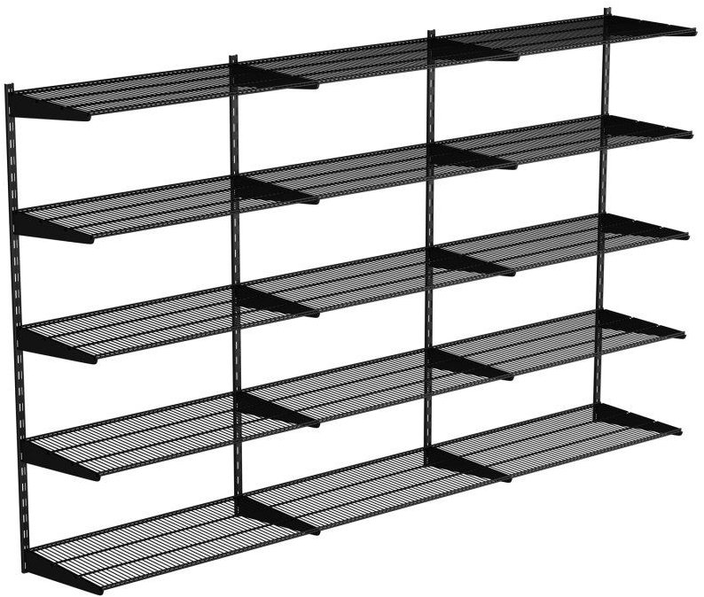 Walteco Nástěnná regálová sestava Triple, 1500 × 2430 mm, černá
