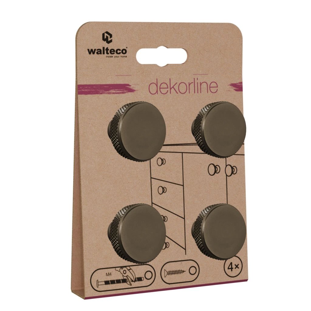 Walteco Set nábytkových knopek Dieren, průměr 30 mm, aluminium elox, hnědé, 4 ks