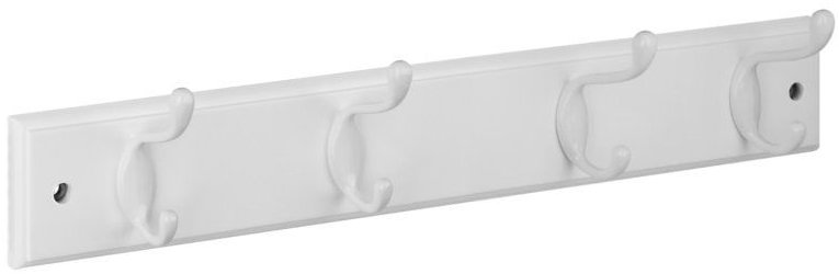 Walteco Věšáková lišta, 450 × 70 mm, 4 háčky, bílá MDF + bílá