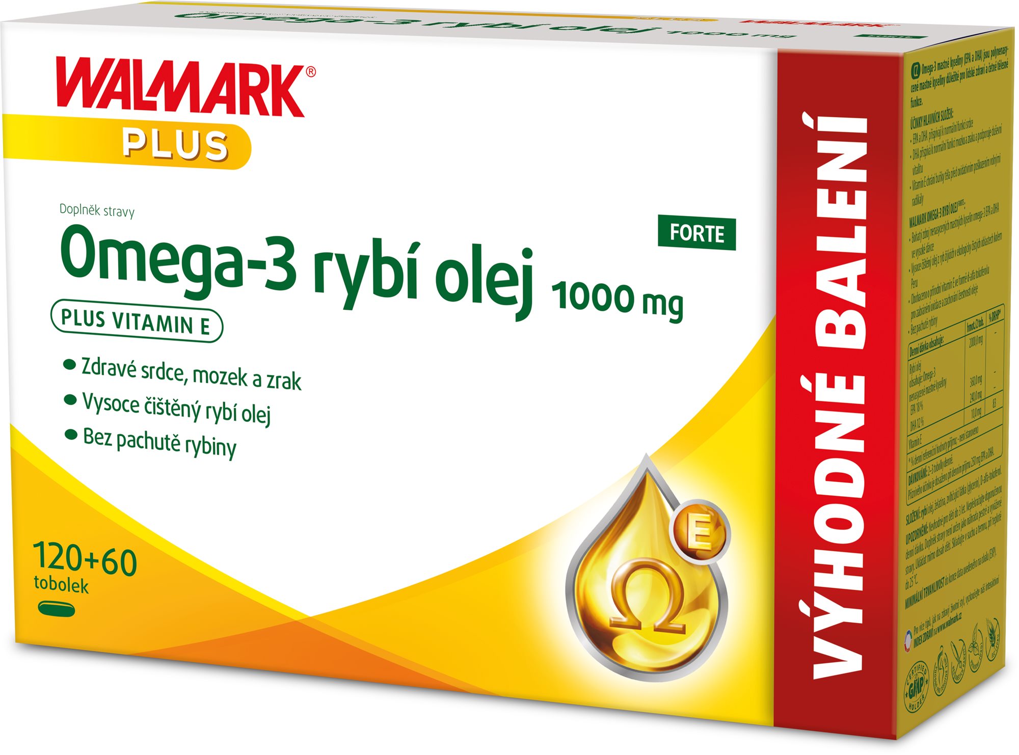 Walmark Omega-3 rybí olej FORTE 1000 mg, 180 tablet