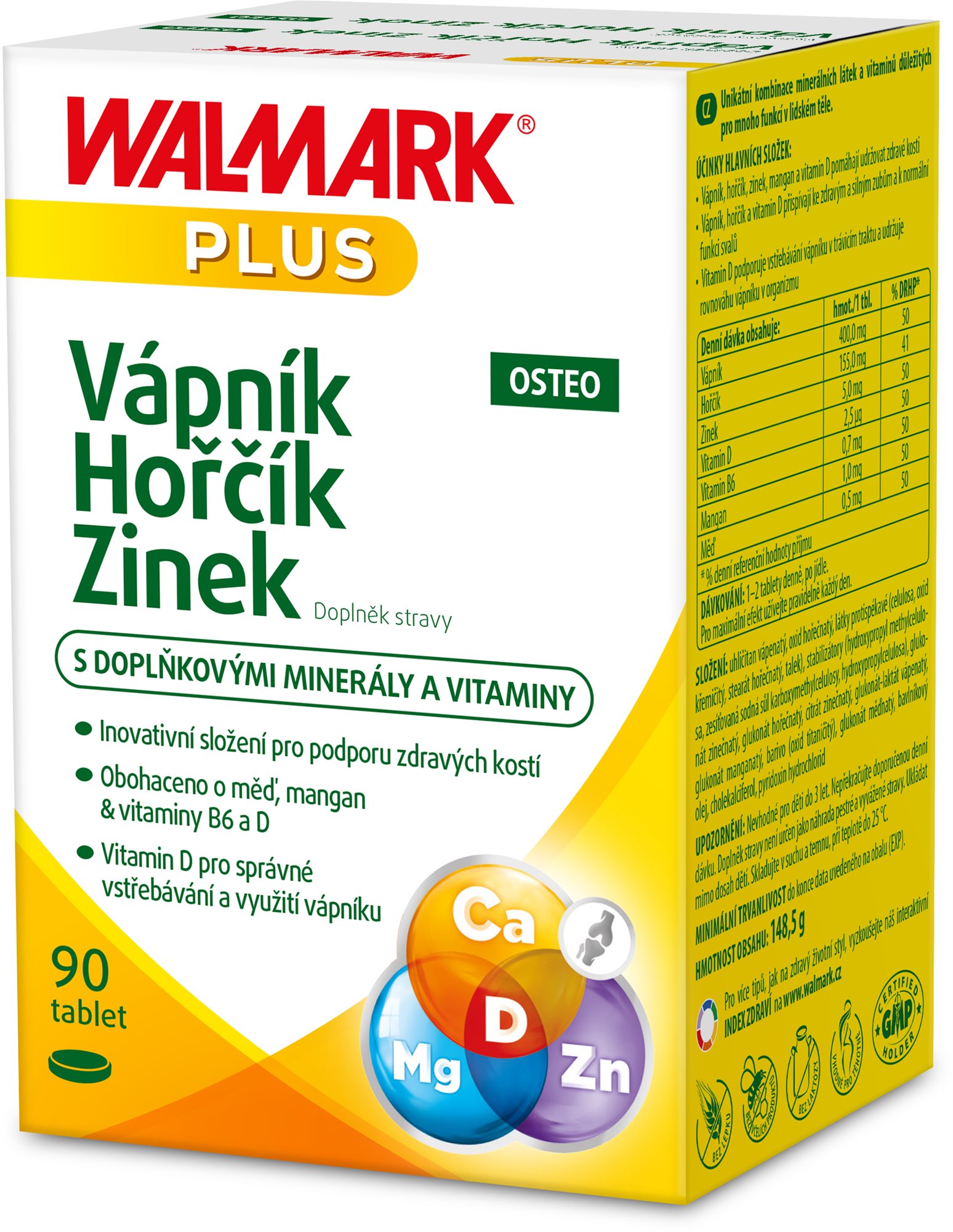 Walmark Vápník Hořčík Zinek Osteo 90 tablet