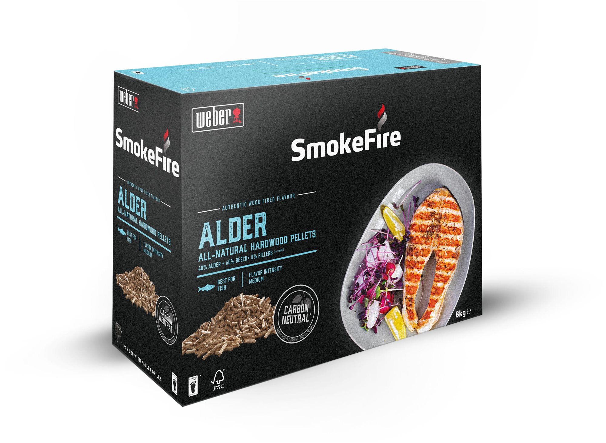WEBER Dřevěné přírodní pelety olše, 8 kg (vhodné pro ryby)