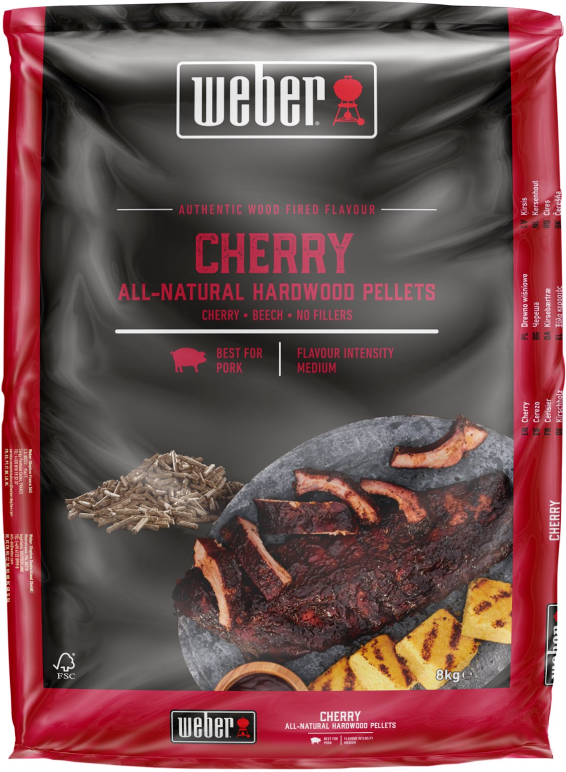 WEBER Dřevěné pelety třešeň, 8 kg (vhodné pro vepřové)