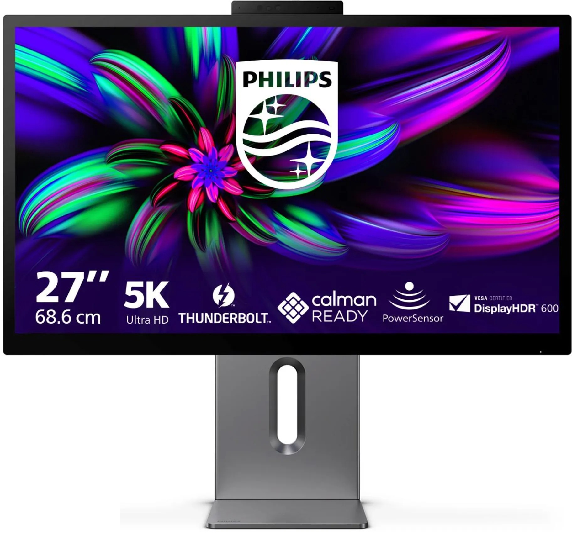 27" Philips monitor s bílým rámem a černým displejem