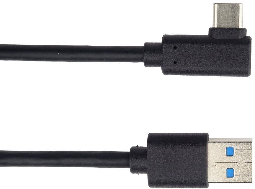 Kabel USB typ C/M zahnutý konektor 90° - USB 3.0 A/M, 1m