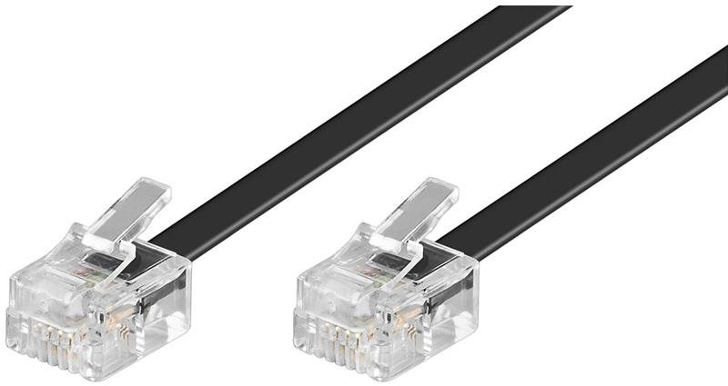 PremiumCord telefonní rovný 6P4C (RJ-11) plug - 6P4C (RJ-11) plug 3m - černý