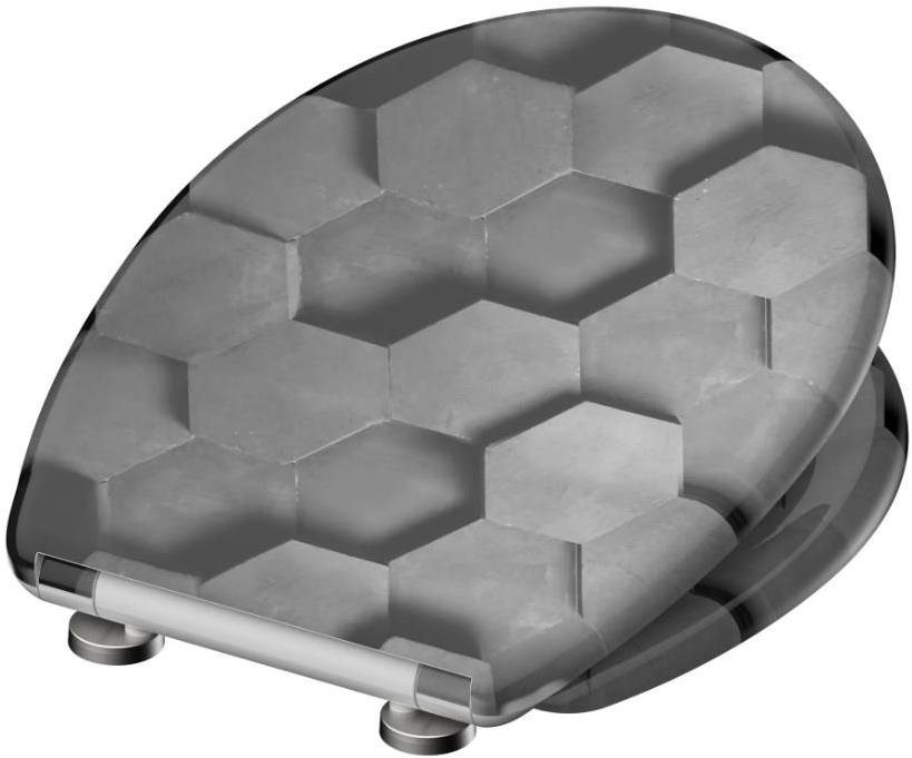 SCHÜTTE Záchodové prkénko pomalé zavírání GREY HEXAGONS
