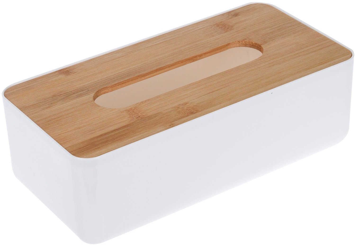 Storagesolutions box na kapesníky s bambusovým víkem 26 × 13 × 8 cm bílý