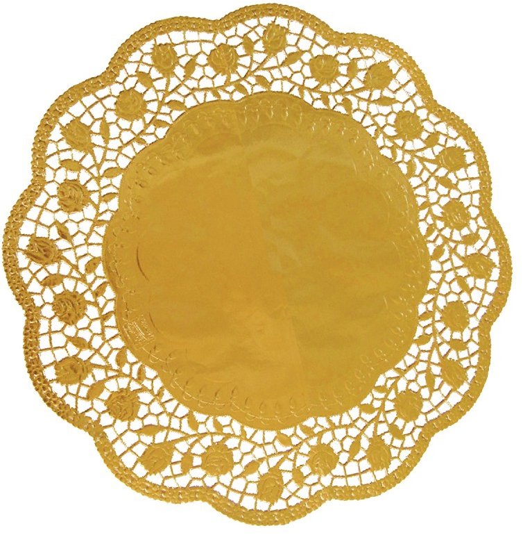 Wimex dekorativní krajka průměr 30 cm, kulatá, zlatá - 4 ks