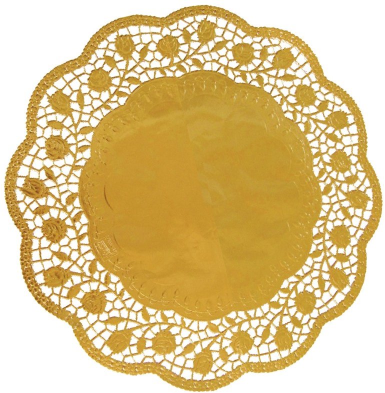 Wimex dekorativní krajka průměr 32 cm, kulatá, zlatá - 4 ks