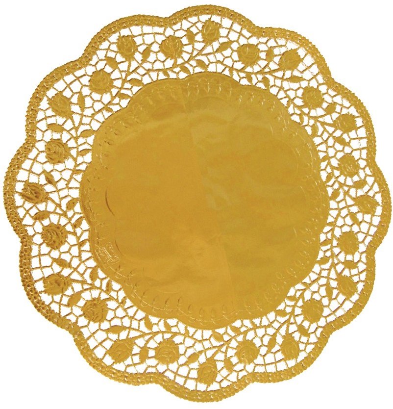 Wimex dekorativní krajka průměr 36 cm, kulatá, zlatá - 4 ks