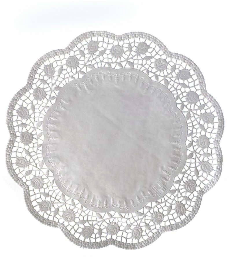Wimex dekorativní krajka průměr 34 cm, kulatá, bílá - 100 ks
