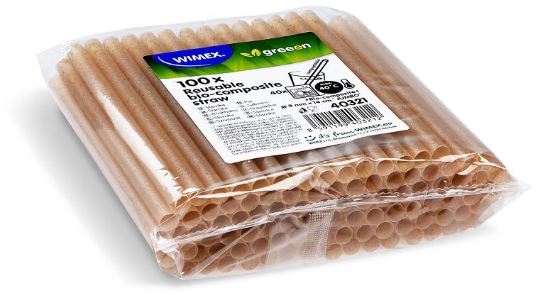 Wimex Bio-kompozit brčko Jumbo 8 mm × 14 cm, přírodní hnědé - 100 ks