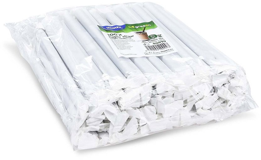 Wimex Papírové brčko Bubble Tea 12 × 21 cm, černé, jednotlivě balené - 100 ks