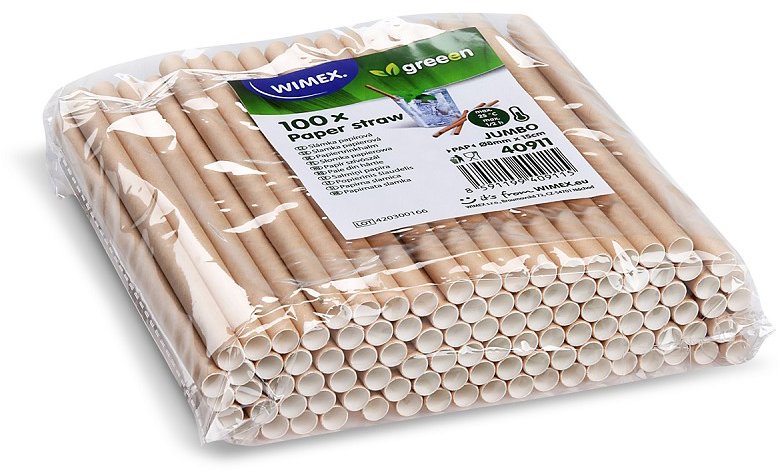 Wimex Papírové brčko Jumbo 8 × 15 cm, kraft - 100 ks