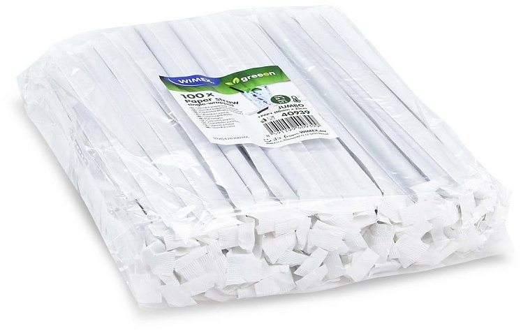 Wimex Papírové brčko Jumbo 8 × 25 cm, černé, jednotlivě balené - 100 ks