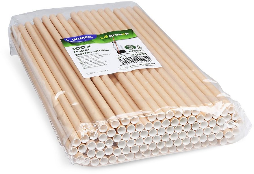 Wimex Papírové brčko Jumbo 8 × 28 cm, kraft - 100 ks