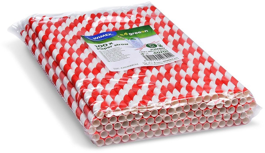 Wimex Papírové brčko Spirála 8 × 25 cm, červené - 100 ks