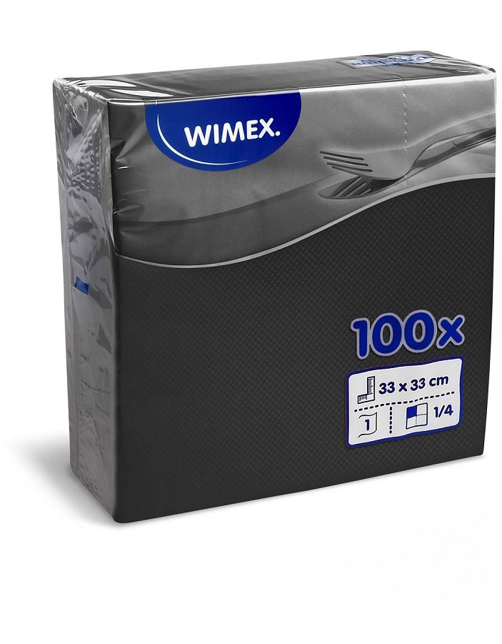 Wimex - 1vrstvé ubrousky 33 × 33 cm, černé - 100 ks