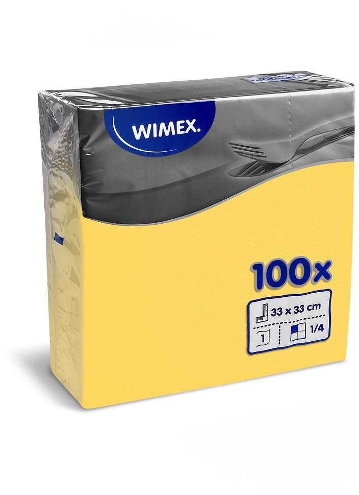 Wimex - 1vrstvé ubrousky 33 × 33 cm, žluté - 100 ks